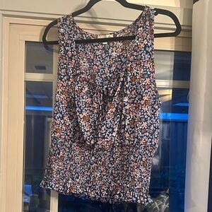 Nine Britton Floral Sleeveless Blouse - Navy and Peach